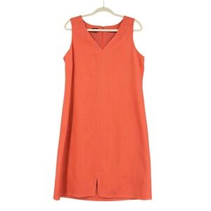 Talbots Women's Sleeveless V-Neck Orange Dress Career Party Cocktail Size 14